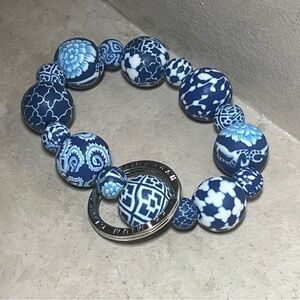 JILZARAH Premium Handmade Clay Beads DUTCH BLUE 18mm Classic Wrist Keychain